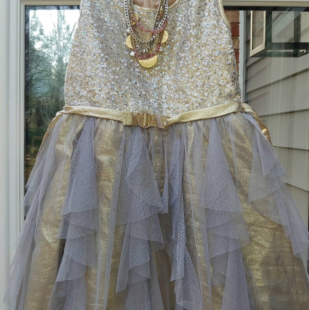 Princess precious kids dress tutu tulle gold 8